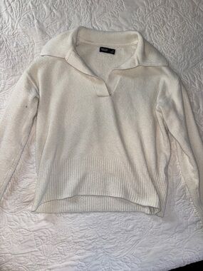Simply Vera Vera Wang Cream V-Neck Collared Knit Pullover